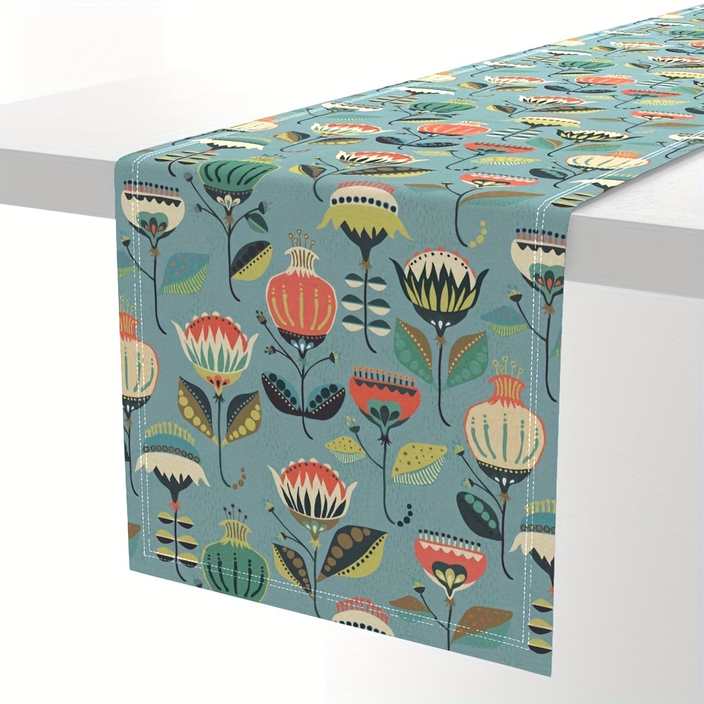 

Vintage Print Polyester Table Runner - Ideal For Home & Outdoor Dining, Parties, And Holiday Decor