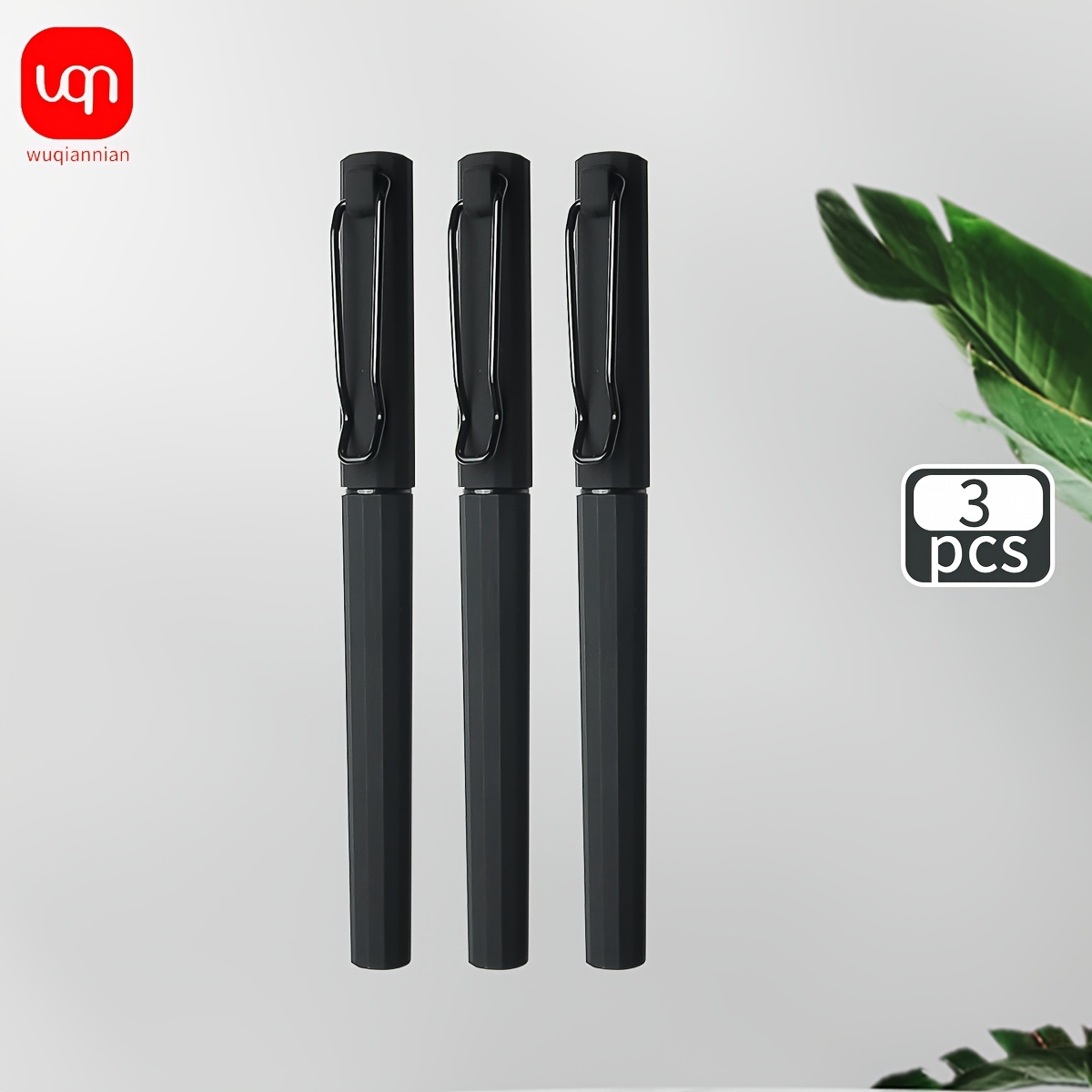 E-shop (WQN) 3/6/12 Schwarzer Neutralstift, großes Fassungsvermögen, 0,7 mm, hohe Qualität, elastische Federspange, Unterschriftenstift, Übungsstift,