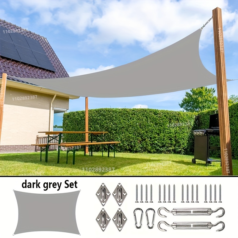 

1pc Oxford Cloth Rectangle Sun Shade Sail Awning, Normal Waterproof, Grey, Woven Acetate Fabric, Easy Closure, , With 4 People Capacity, For Terrace, Garden, Patio, Valentine's Day, Easter, , Day,