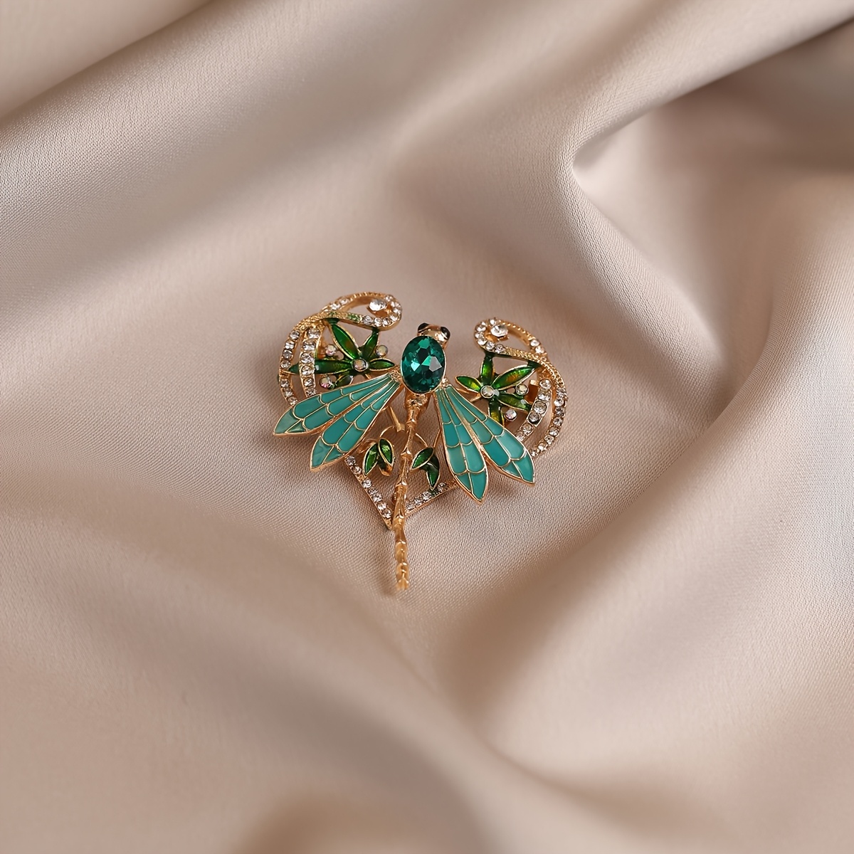 E-shop Vintage High-End Herz-Libellen-Schmetterling Smaragd-Broschen, Premium Luxus Eleganter Anstecker für Anzug Mantel, Corsage Accessoire
