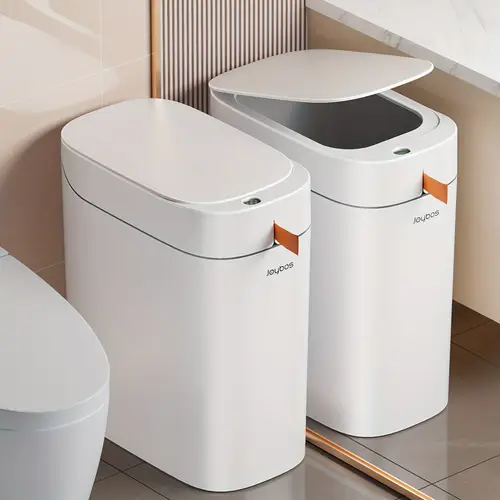 smart bathroom trash can with motion sensor usb rechargeable automatic touchless trash bin with auto adsorption bag for toilet bedroom office kitchen design waste basket elegant bathroom accessories ideal gifts
