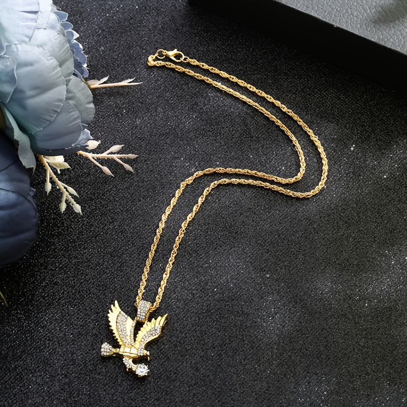 Men's Animal Eagle Pendant Necklace with Synthetic Cubic Zirconia