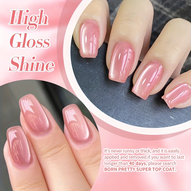BORN PRETTY 0.34 oz Pink Magnetic Cat Eye Gel Nail Polish with Magnetic Stick, Quick-Dry Soak-Off Semi-Permanent Glitter Gel for Manicures a