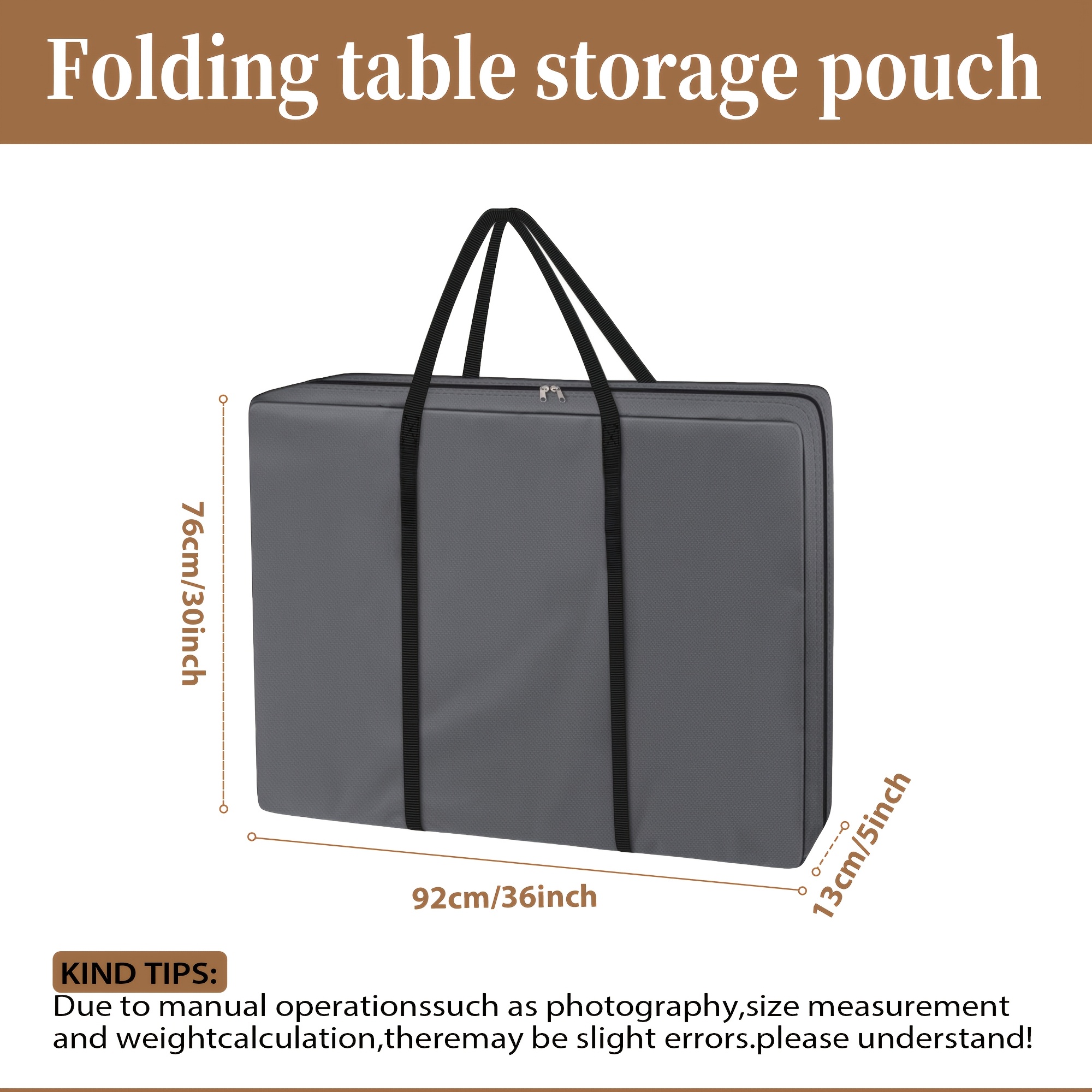TEMU 1pcfolding Table Storage Bag-2 Colours Available(black Grey),2 Sizes Available,thickened 300d Oxford ,sturdy And Durable, Applicable To Folding