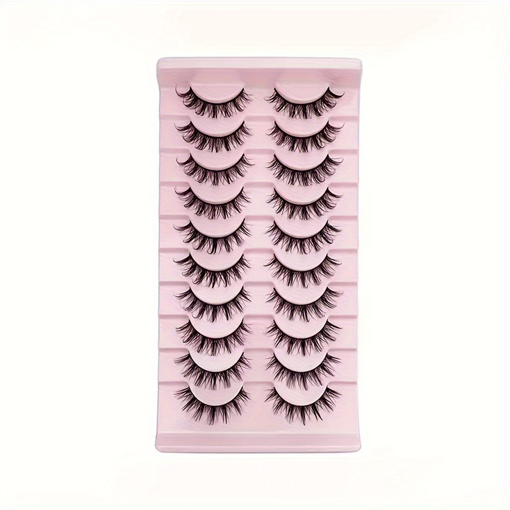 Image of 10 Pairs Natural Look False Eyelashes Anime Wispy Fluffy Spiky 3d Volume Eyelashes Pack Korean Japanese Asian Cosplay