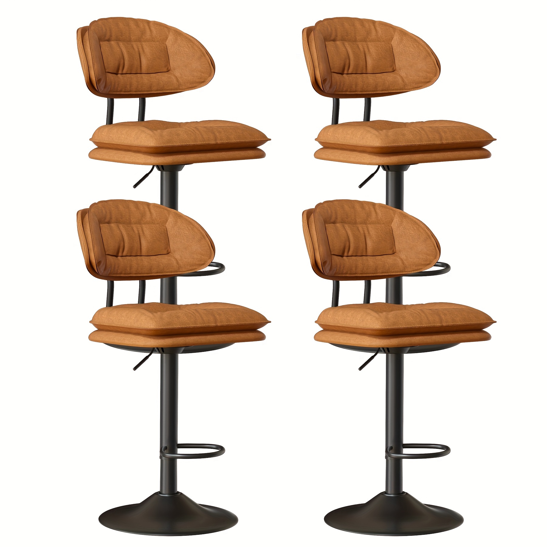 

Modern Bar Stools, Ergonomic Upholstered Bar Stools With Back, Adjustable Double-layer Counter Stools, Swivel Barstools For Kitchen Island