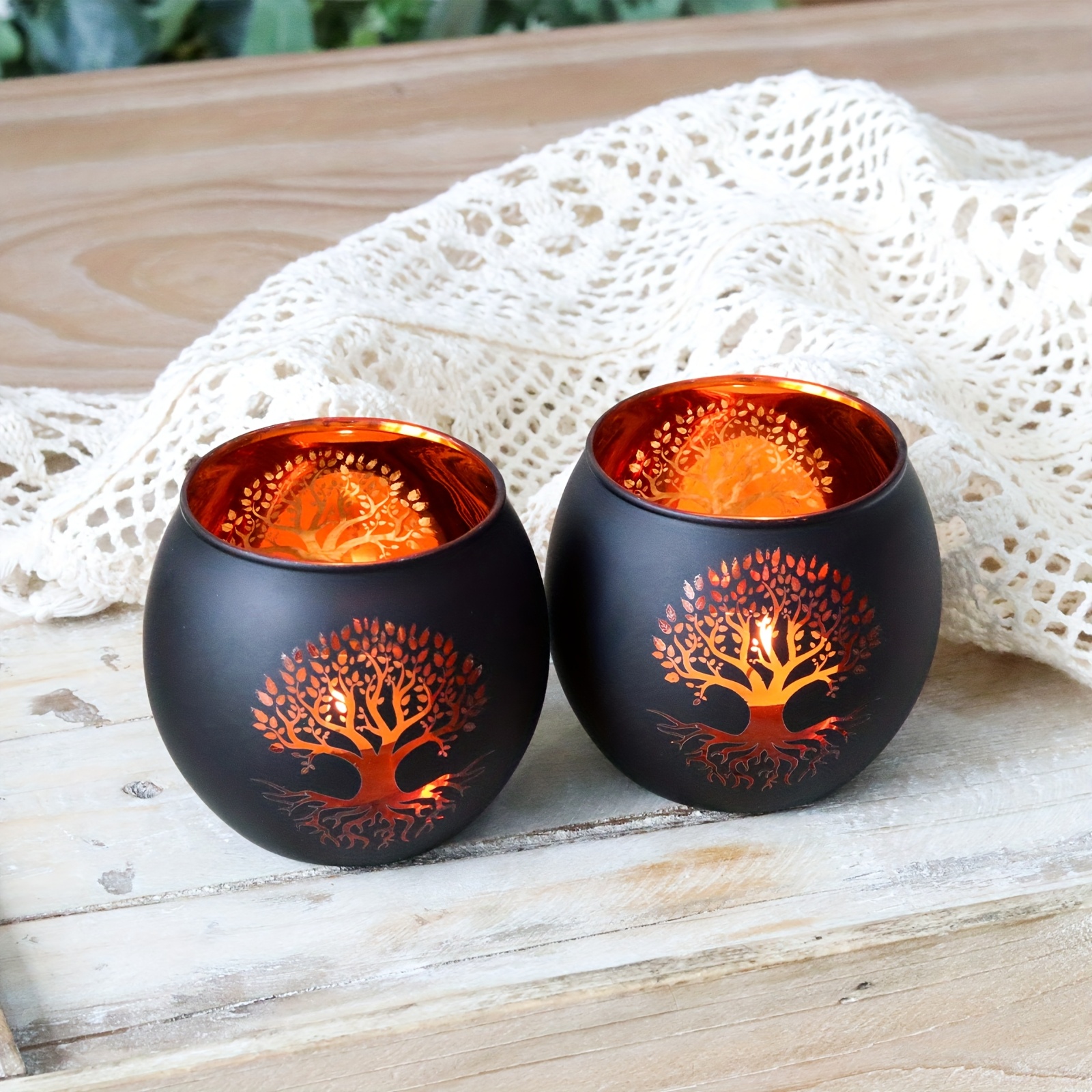 EternaTree Tree of Life Candle Holders Black and Gold