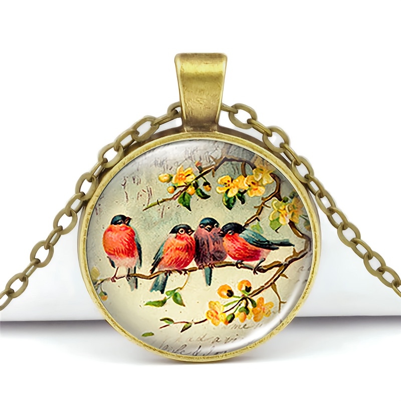 Classic Chain Necklace with Birds Motif, Unique Gift