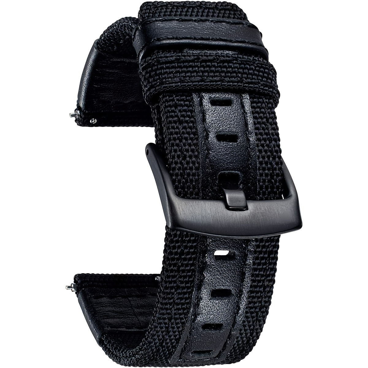TEMU Nylon Watch Straps, Replacement Straps For Sports Watches, 20mm And 22mm Wristbands, Unisex Watch Straps, Stainless Steel Black Watch Strap