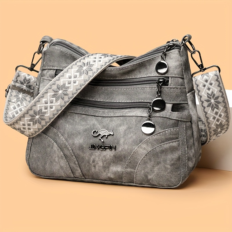 Women's Crossbody Satchel Handbag With Adjustable Strap & Multi-pocket Organization - Casual Zipper Closure Purse For Phone/wallet, Travel,, - In,,, Grey, & More