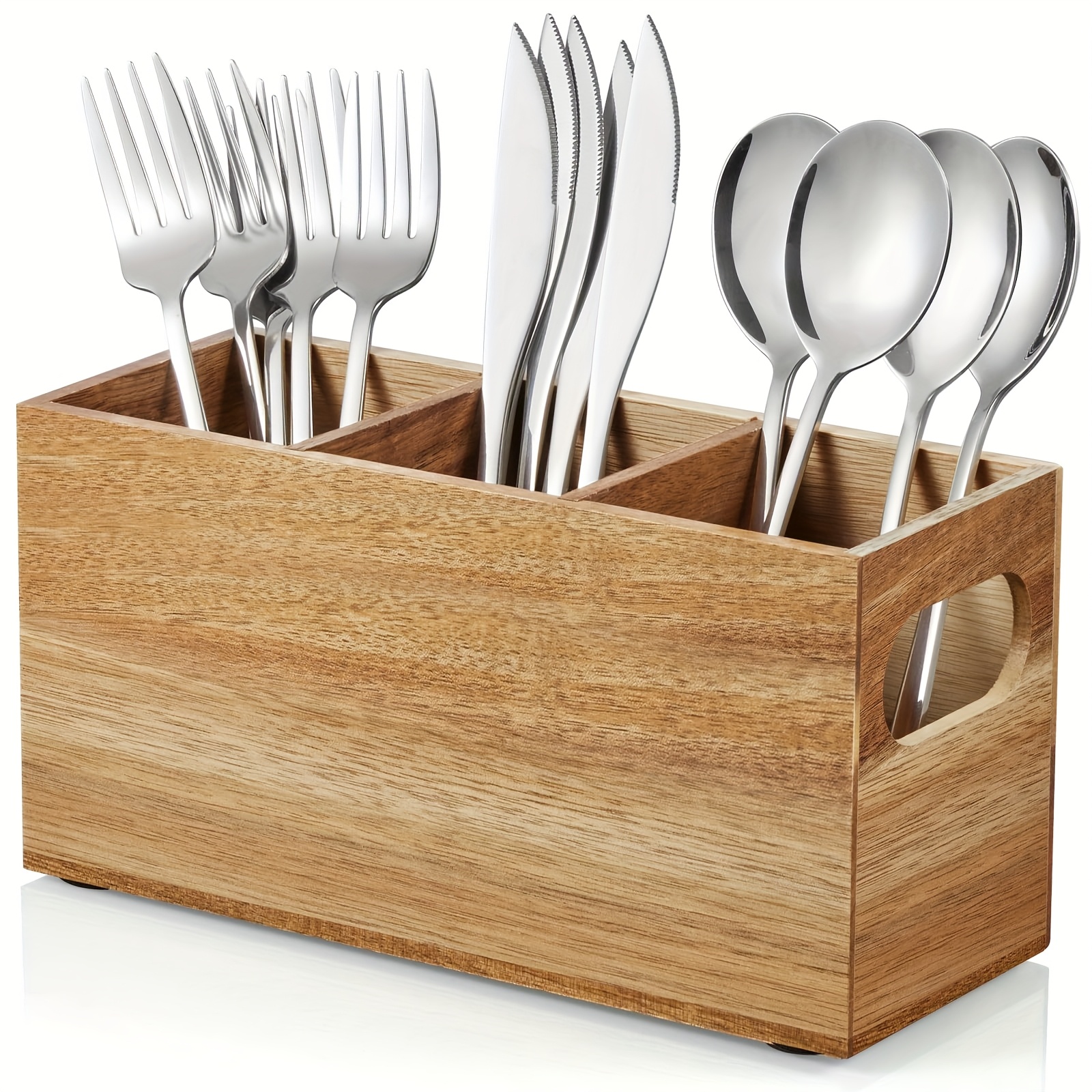 Silverware Holder, Wooden Utensil Caddy, Silverware Organizer Countertop, Cutlery Holder For Party, Knife Organizer