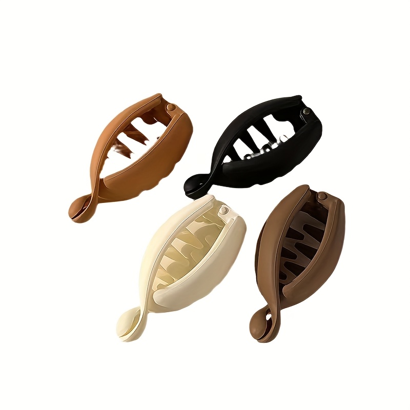 4pcs New Solid Color Banana Clip Easy And Convenient Vertical Clip Tie Hair High Ponytail 2025 Hair Additions High-end Versatile Twist Clip