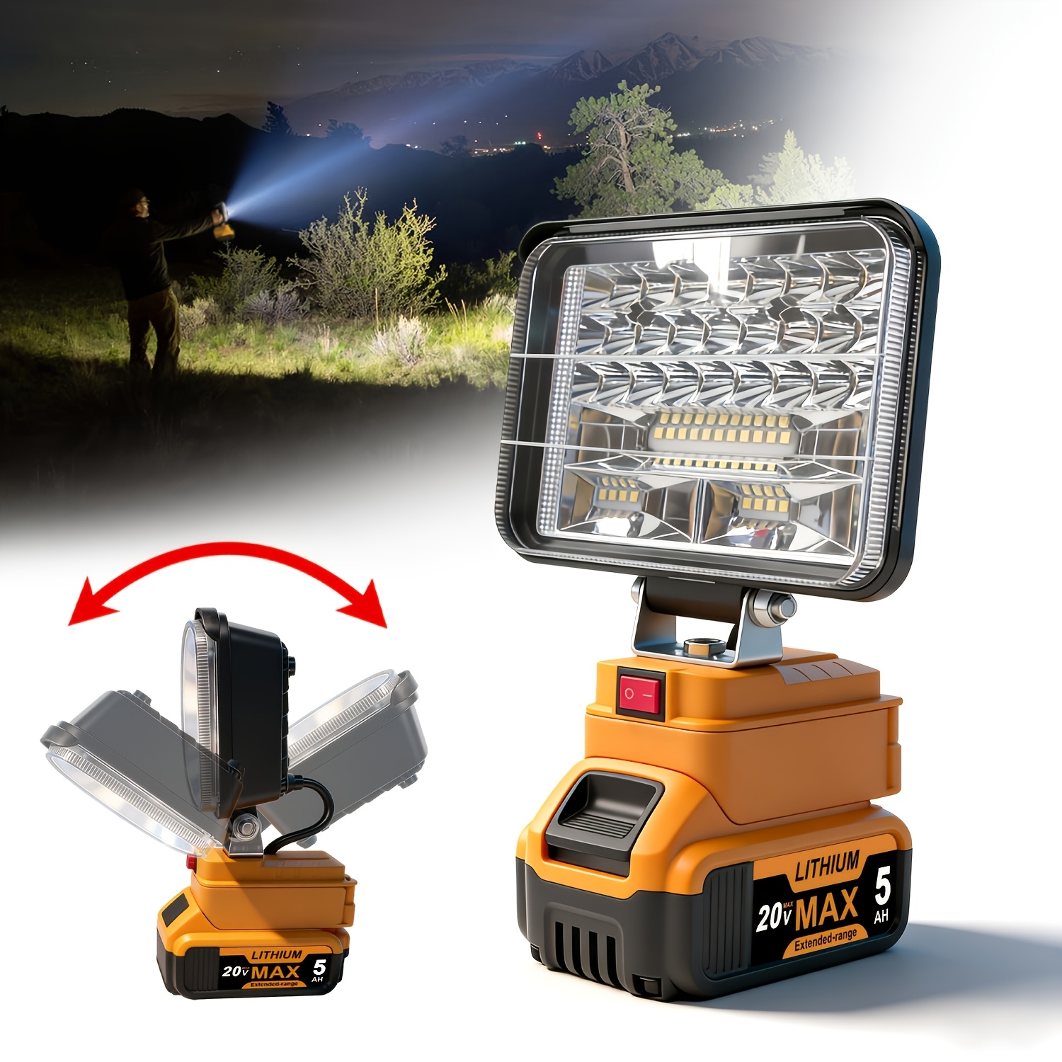 TEMU Applicable To For Lithium-lon Battery Cordless Led-powered Camping Lights, Compatible With Dcb200, , Dcb206 And Other Models. A Portable