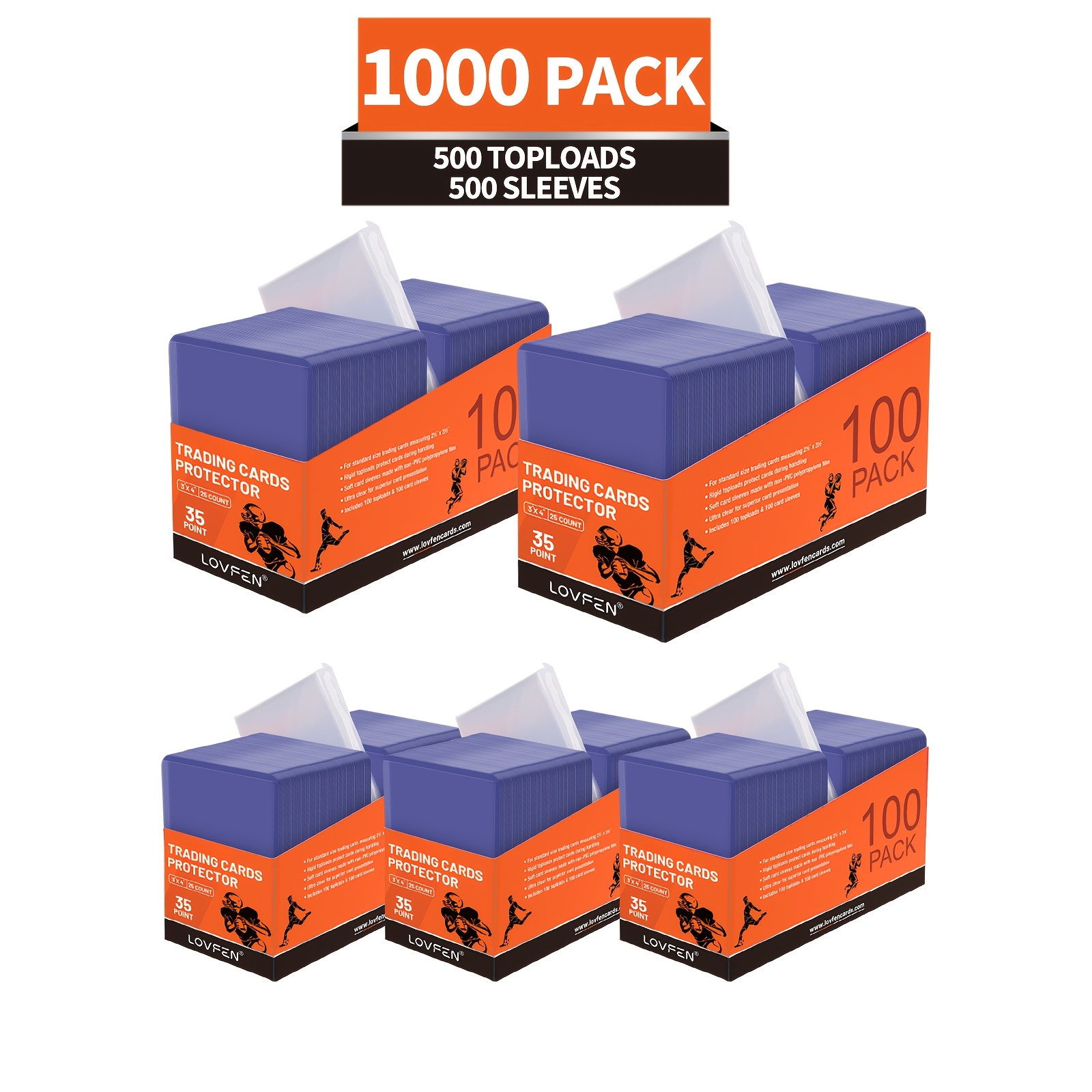 LOVFEN 1000CT Top * Card Sleeves - 500 Hard Plastic & 500 Soft Sleeves for  Baseball, Football Cards - 3&*; x 4&*; Trading Card Protectors - Durable  Protection for Collectible Sports Memorabilia