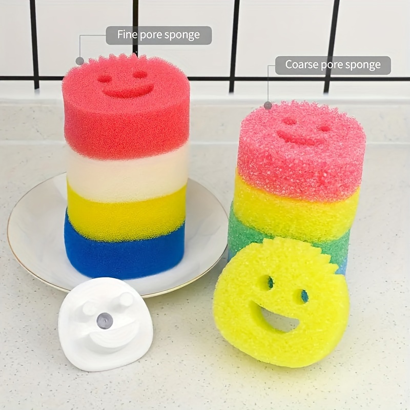 

2pcs Suction Cup Sponge Holder With Double-sided Dishwashing Sponges - Self-draining Kitchen & Bathroom Sink Organizer