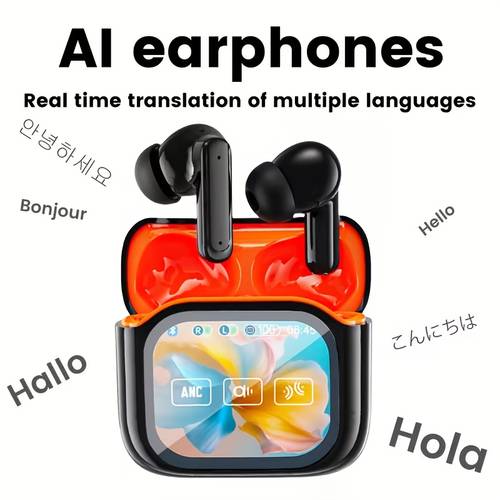 ai translation headphones supporting real time online translation in over 150 languages 2 inch lcd color large screen control type c charging long wireless 5 4 headphones 4 enc microphones