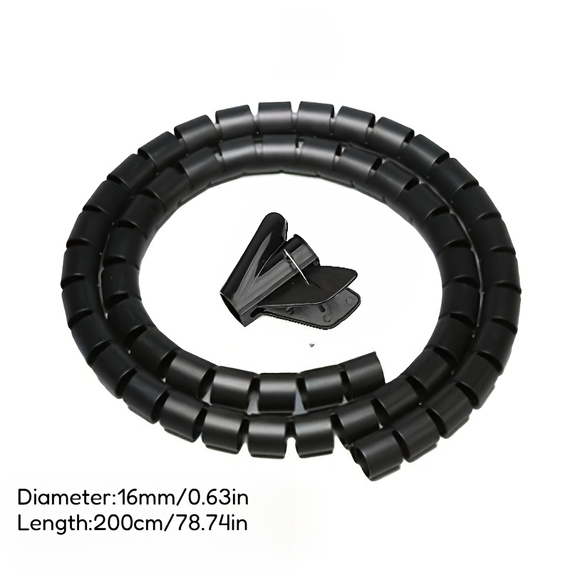 E-shop 200cm Multifunktionaler Kabelschlauch – Kabelwickelrohr – mit Kabelclips – Kabelorganisation -aufbewahrung – 16mm*200cm