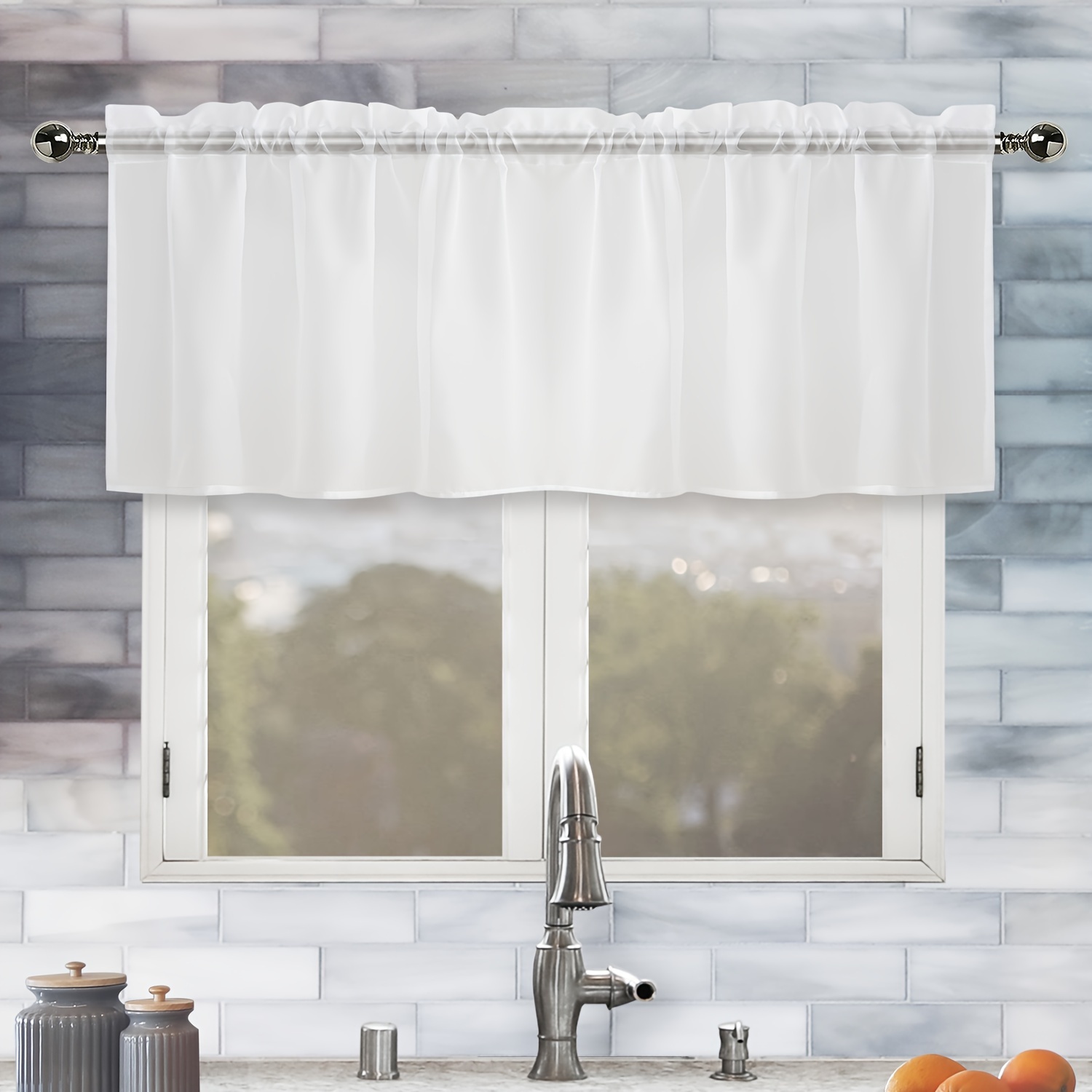 cortinas cortas, cortinas de gasa con encaje transparente para café,  cortinas de ventana, para baño, cocina, ventanas pequeñas, sala de estar y
