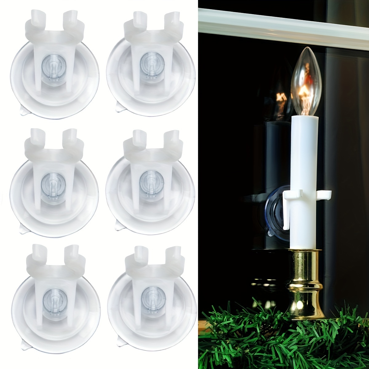 

6pcs/12pcs Suction Holders, Clear Pvc Glass Suction Cups, For Securing Taper Candles, With Decorations For Family Events & Holidays - Halloween, Christmas, Easter, Thanksgiving, Valentine's Day