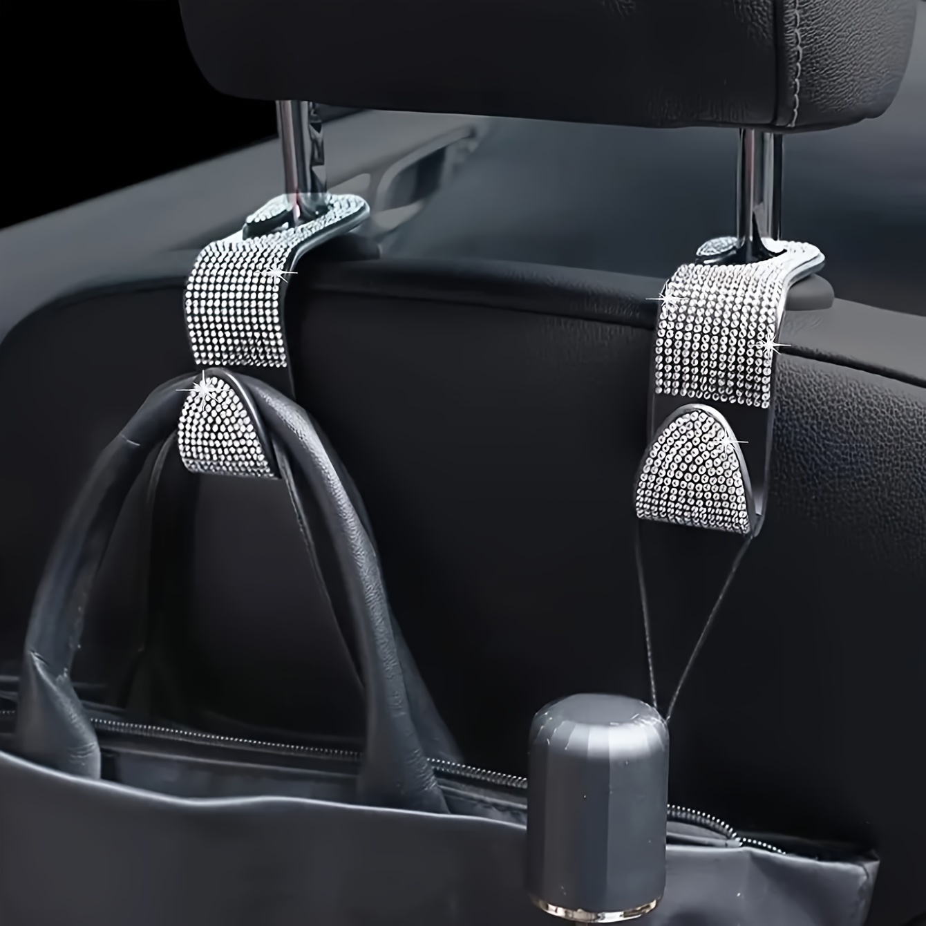 

2pcs Sparkling Rhinestone Hooks, Rear Seat Storage Hangers For Wallets, Bags, Coats - Organizer Accessories, Fits Suvs, Trucks, Sedans - Universal Fit Plastic Material