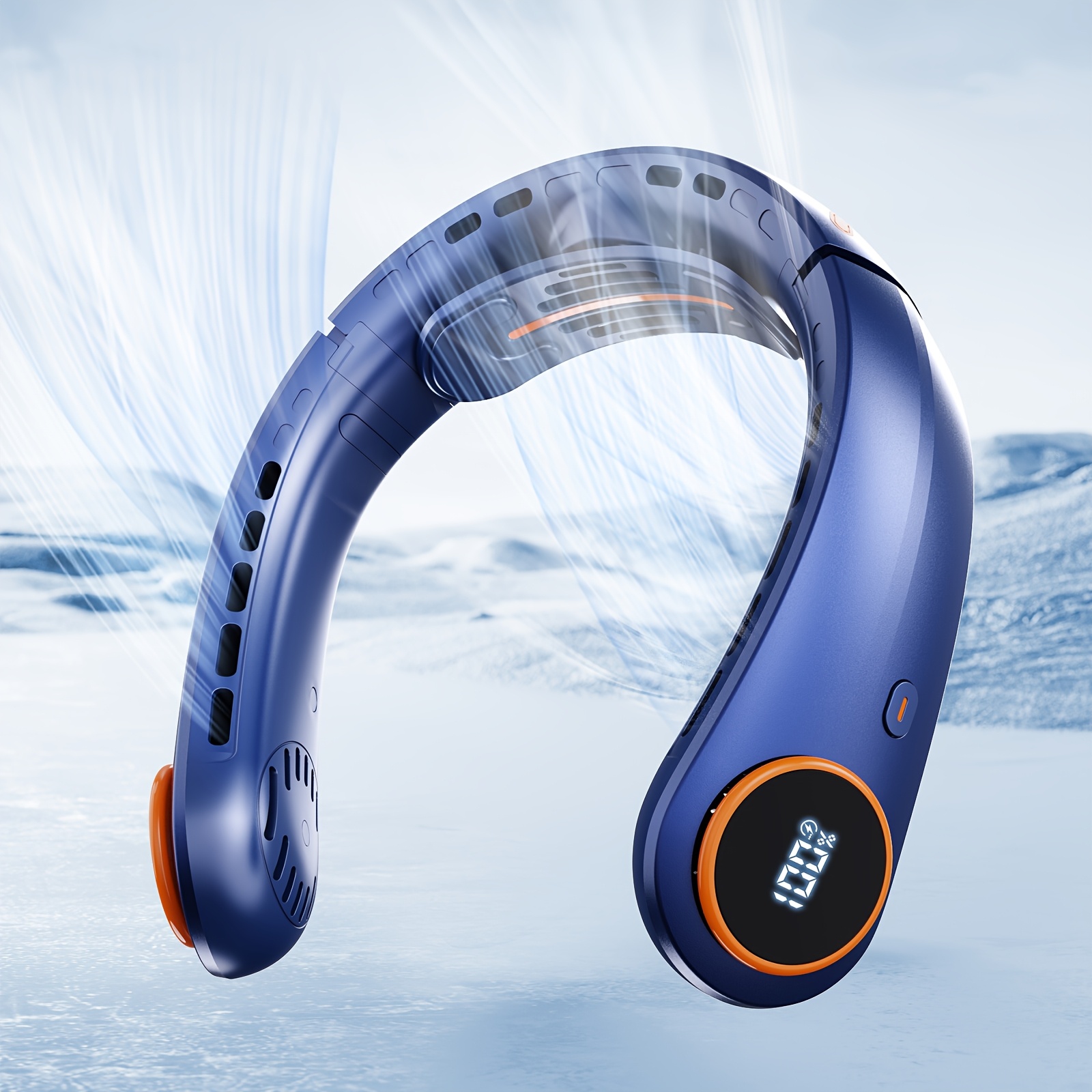 TEMU Portable Neck Fan, 5000mah Bladeless Fan With 3 Built-in Fans, Instant Cooling 360° Surround Airflow & Led Display, Wearable Personal Fan For