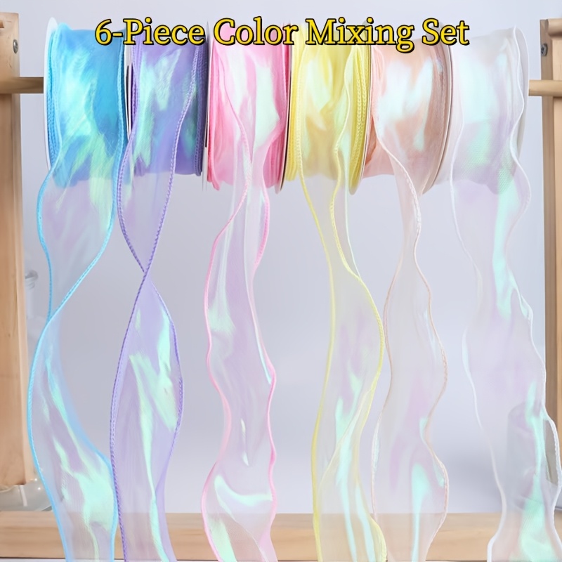 6pcs Glittered Mixed Set Ribbon For Gift Boxes - Festive Gift Box Flower Packaging Decoration Ribbon - Diy Bowtie Accessories