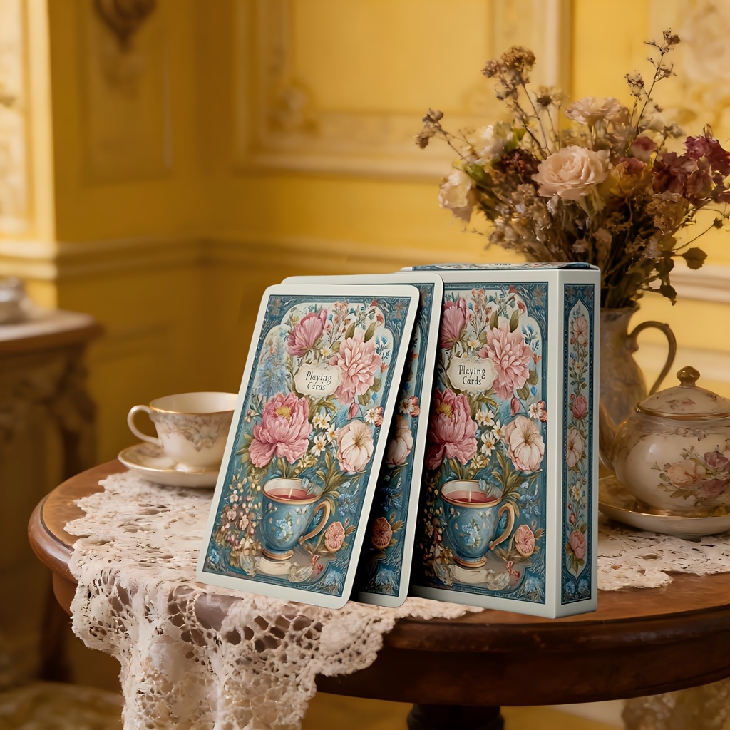TEMU Carte da gioco vintage ed eleganti per tea party, 54 diverse illustrazioni , materiale di carta qualit� , regali per del Ringraziamento, Natale,