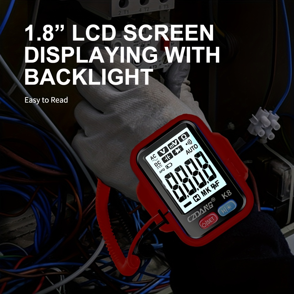 1 unidad CZDANG Multímetro Digital Tester de Muñeca - Mini Multímetro Portátil Wearable para DCV/ACV, Resistencia y Continuidad con Pantalla LCD, Recargable via USB, Diseño Compacto para Electricistas, DIY, Trabajo de Campo, Herramienta Electricista, Herramienta Moderna, Electrónicos Durables - Imagen 6