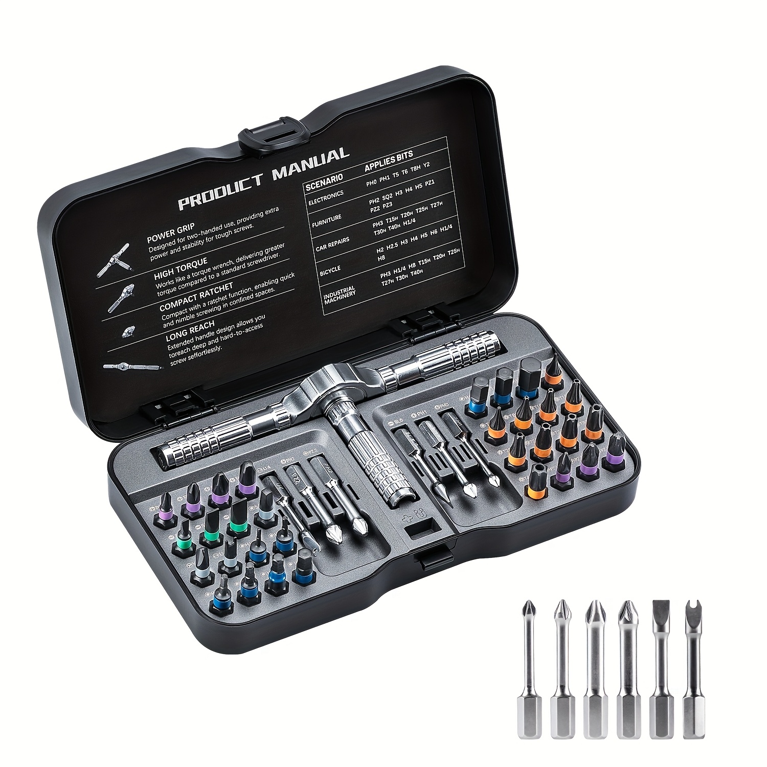 TEMU 1 Magnetic Screwdriver Set, Diy Ratchet Screwdriver Set, Multi Bit Magnetic Drive Set With Detachable Ratchet Handle, Portable Compact Repair