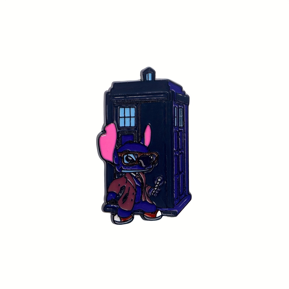 

1pc, Cute Character Enamel Pin For Men, Tardis With Character Design Pin, Stylish Pin Badge For Backpacks And Clothing, Collectible Fashion Accessory Gift For Fans