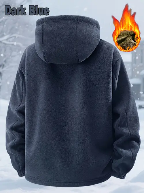 Men s Heavyweight Winter Jacket with Hoodie & Full-Zip Closure - Insulated Thermal Coat for , Loose-Fit Shell, 100% Polyester, Black with Red Lettering & Snowflake Design - Ideal for Commuting, Outdoor Activities, Travel - Durable Casual Winter Outerwear