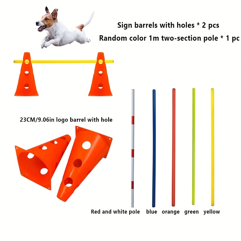 E-shop 1 Set Zufällige Farbe Training Kit, Hunde Agility Sprungkonus Set, Höhenverstellbare Stange Hunde Trainingsausrüstung, Hunde Agility Trainer