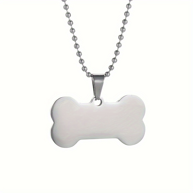 Image of Fashion Men's 304 Stainless Steel Necklace With Dog Tag Bone Pendant - -garde Accessory