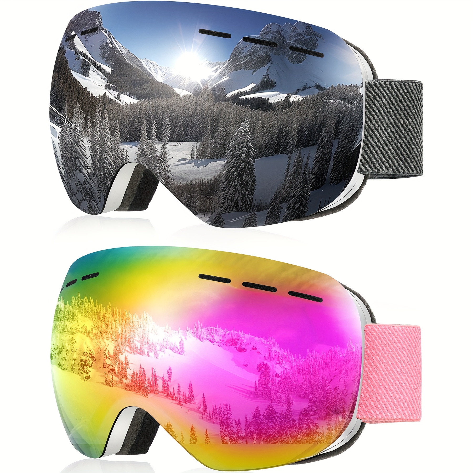 TEMU - Kaliyadi Winter Sports Goggles - Otg Snow Lens Helmet Compatible, With Adjustable Strap Vlt10% - Snowboard And Ski Goggles, For Christmas,
