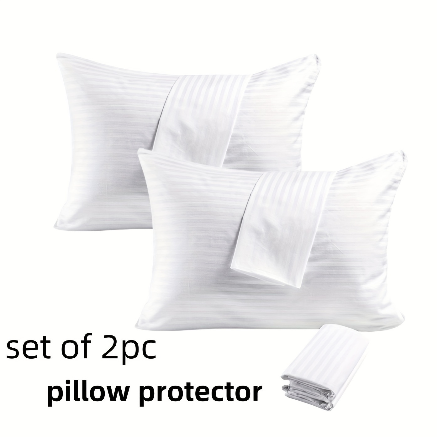 

A Set Of 2pcs Striped Protectors - 100% Polyester - , - Pillowcase, , -, Pillowcase, Protectors Do Not