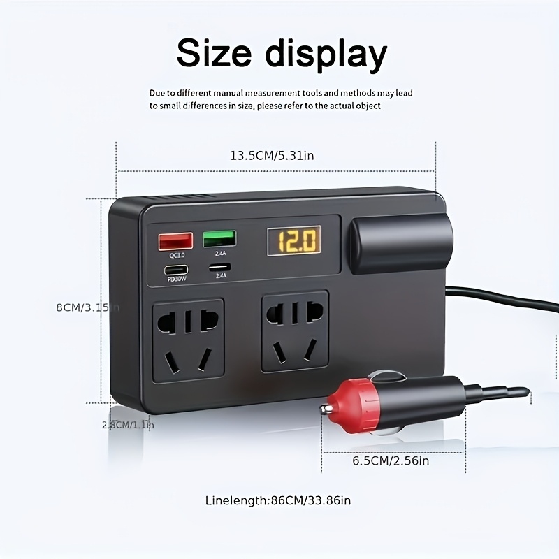 automotive inverter converter 12v 24v to 220v universal model voltage monitoring quick charger with usb pd multi functional power socket for   car plug 36v operating voltage no battery required details 1