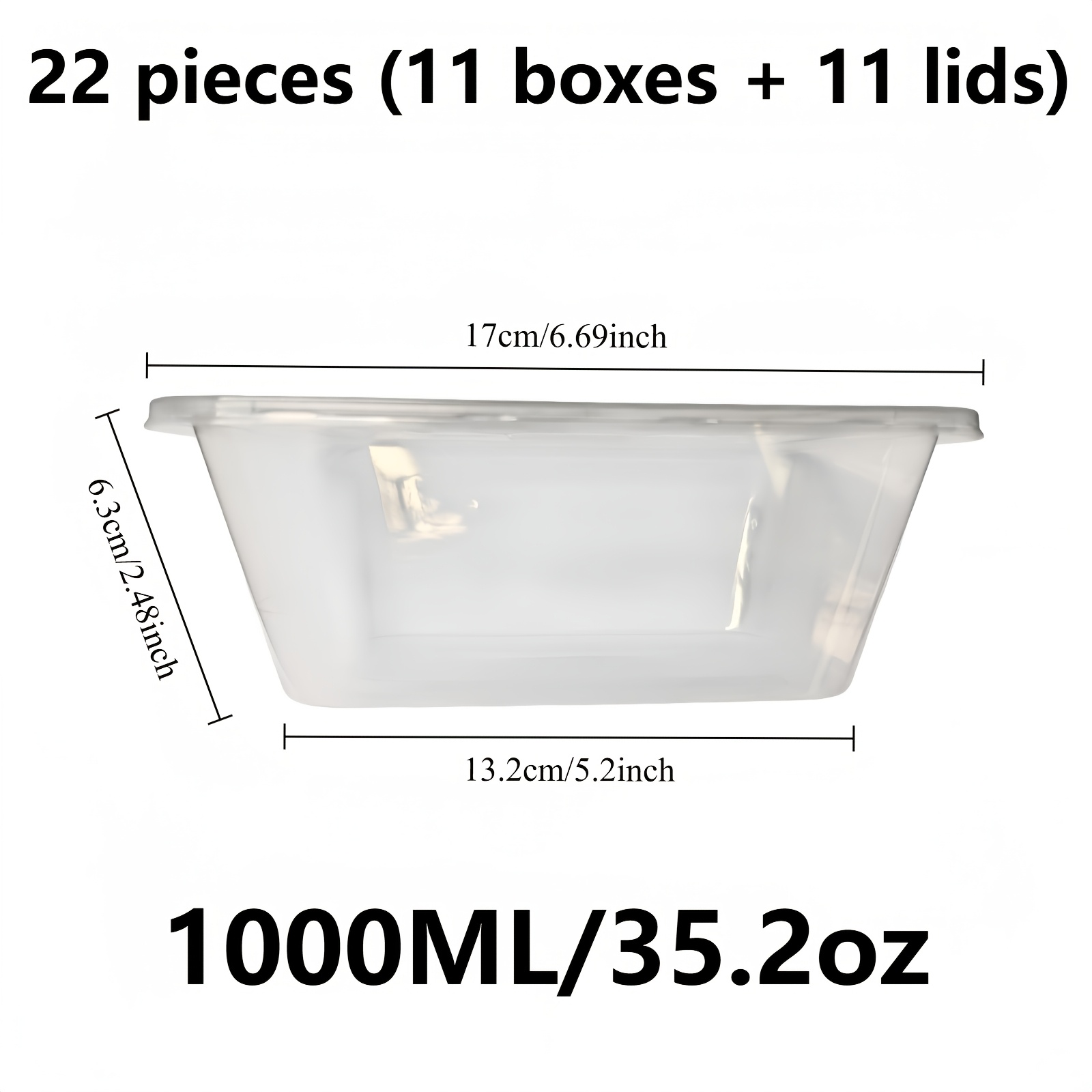 TEMU 22pcs (11pcs Boîtes et 11pcs Couvercles) Récipients de Conservation Alimentaires Rectangulaires Empilables en Plastique de Qualité Alimentaire