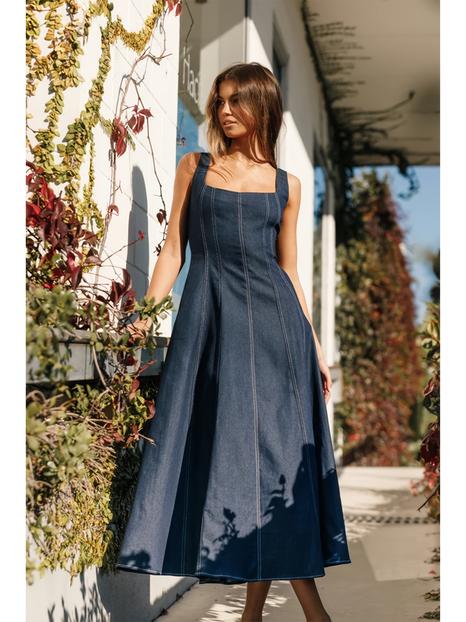 sachin and babi light blue dress 2025 Spring Trend Fashion Women's Holiday Linen One-Line Neck  off-The-Shoulder Long Sleeve High Waist Dress Short of Party Dress - Women  Dresses and Fashion Dress price main image 1