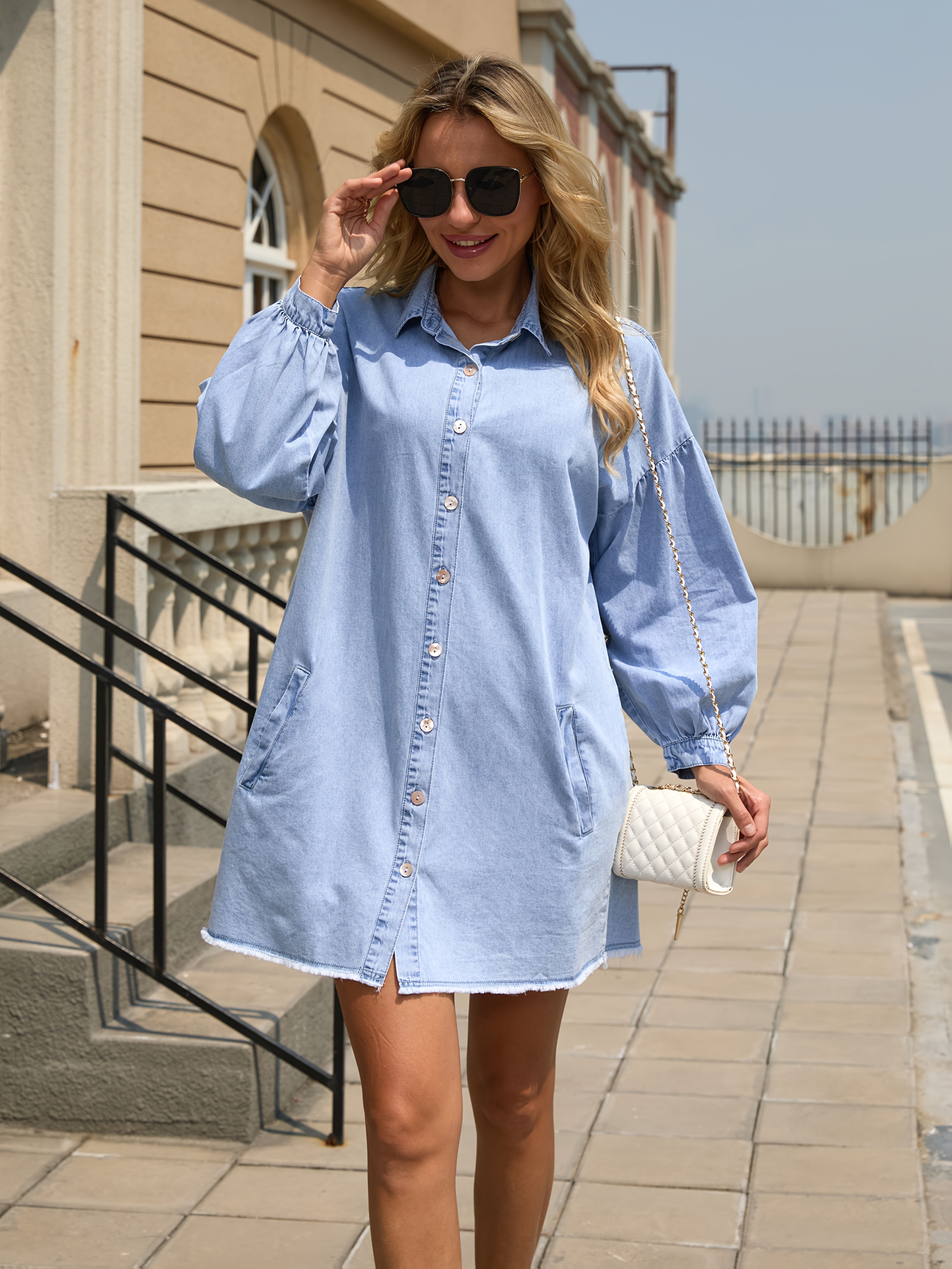 relaxed fit denim dress Ming Wang Linear Knit Fit And Flare Midi Dress main image 0