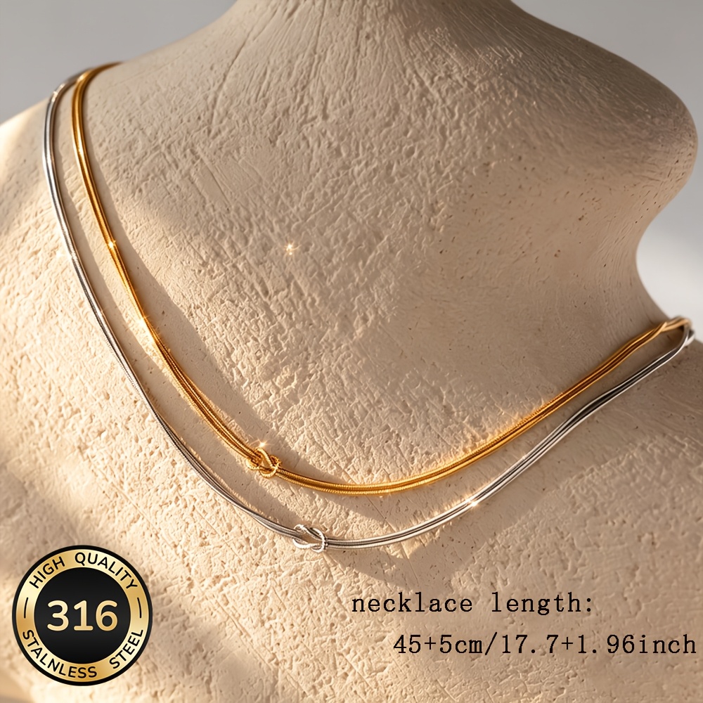 Women's Adjustable Stainless Steel 18K Plated Stackable Necklace
