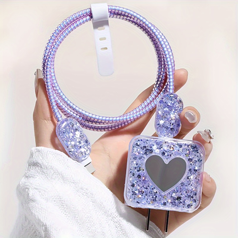 

5pcs Purple And Charger Protective Case Suitable For Apple 20w For14 /13/12/11 Charger And Wrapping Protective Set