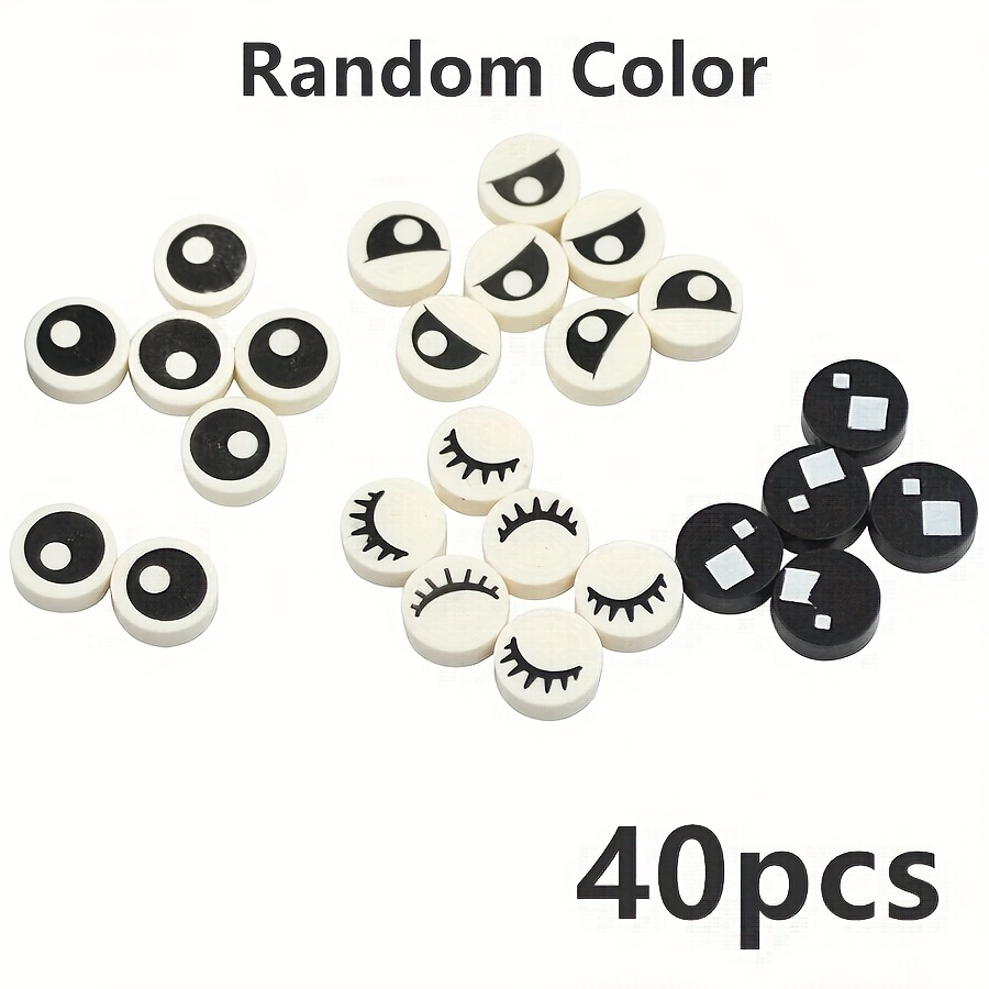40pcs Eye Bricks 1x1 Tile Round Eyelash Pupile Printing Pattern Random Color Creation Smooth 98138 Building Blocks Accessory Moc Kid Toys