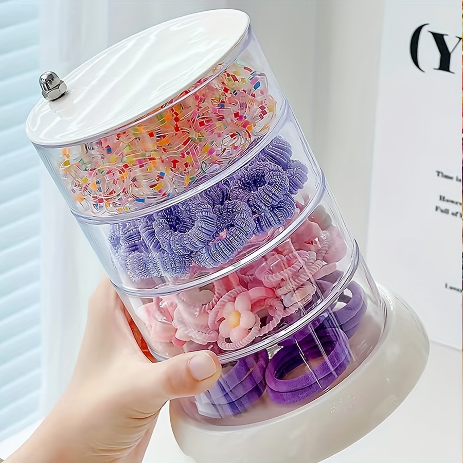 

360 Degree Rotating Cosmetic Organizer, Clear Plastic Multi-tier Storage Case, No Assembly Required, Unfinished Finish, Versatile Holder For Jewelry, Hair Accessories, Watches - Home And Dorm Decor