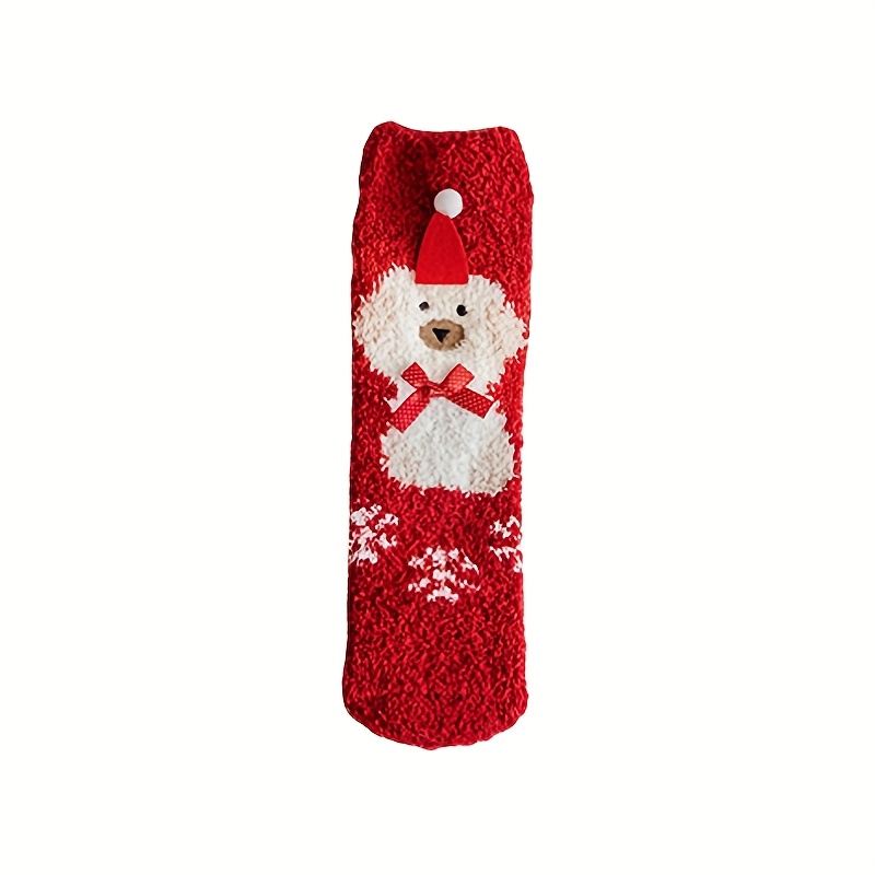 TEMU Une paire de chaussettes de sol épais et chaudes en molleton de avec des de dessins animés de Noël pour les fêtes d'année