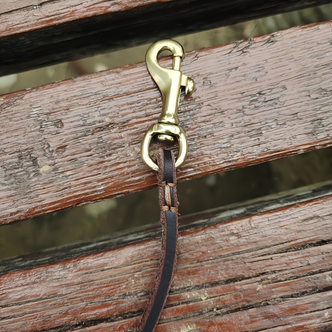 Vintage Lightweight Cowhide Puppy Leash with Brass Hook