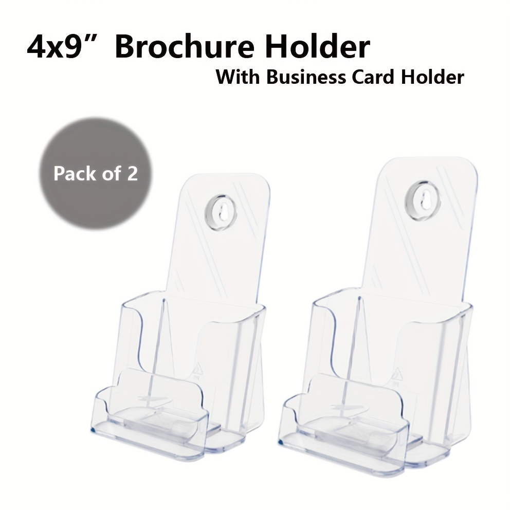 E-shop 2er-Pack 4X9" Broschurhalter mit Visitenkartenhalter, Klar