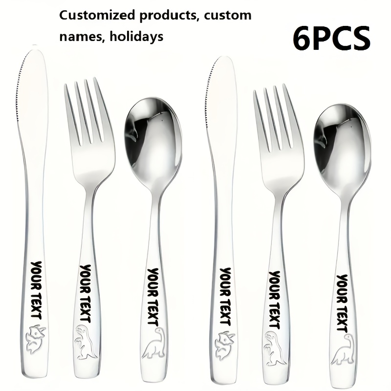 personalized stainless steel cutlery set   name   12 dinosaur pattern set including knife   and teaspoon suitable for   dining and special occasions Product details 8