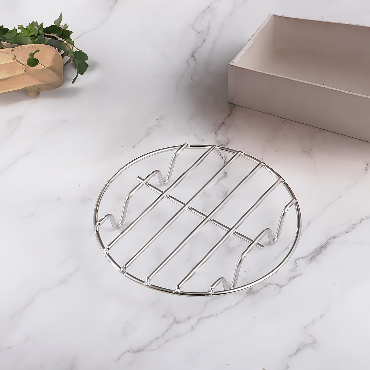 TEMU Stainless Steel Round Steaming Rack, Multi-functional Tall-legged Cooking Rack, Compatible With Air Fryers, Pressure Cookers, And Ovens, For
