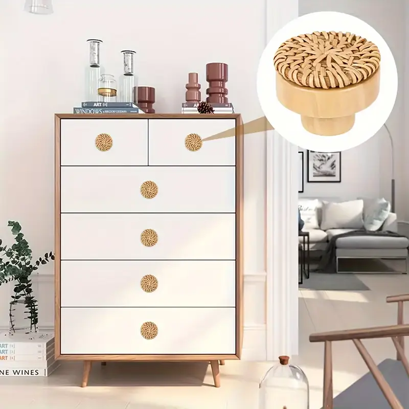 bohemian dresser knobs 20 Pack Wooden Dresser Knobs Boho Cabinet Knobs Rustic Farmhouse Dope Round Handmade Floral Wood Drawer Pulls For Nursery Dressers Cabinets Easy