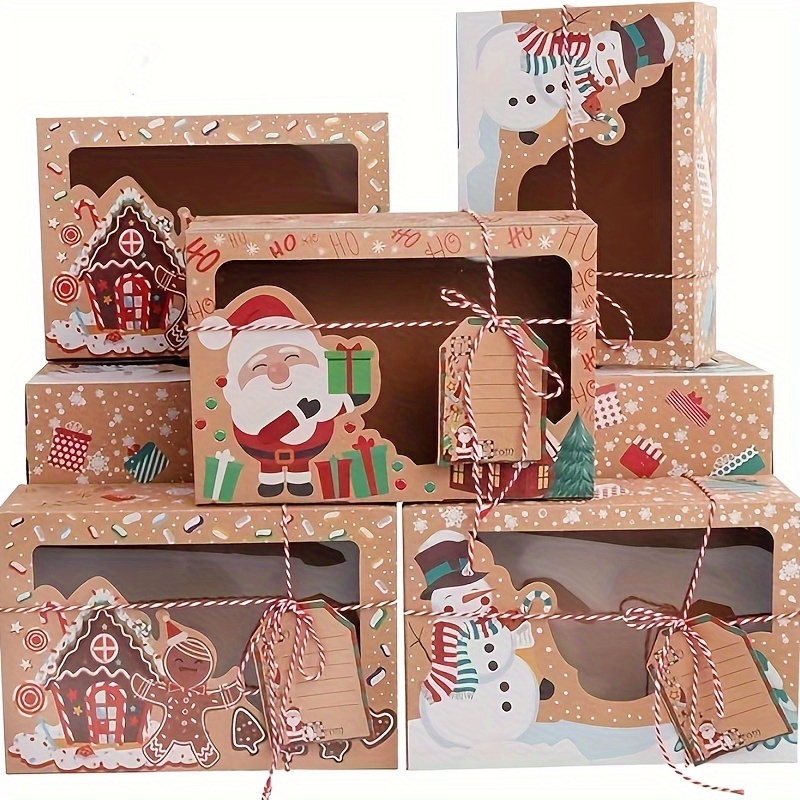 

18pcs Christmas Cookie Gift Boxes With Window - Large Kraft Bakery Treat Boxes For Holiday Presents, Party Favors & Diy Decorations - Includes Ribbons & Tags